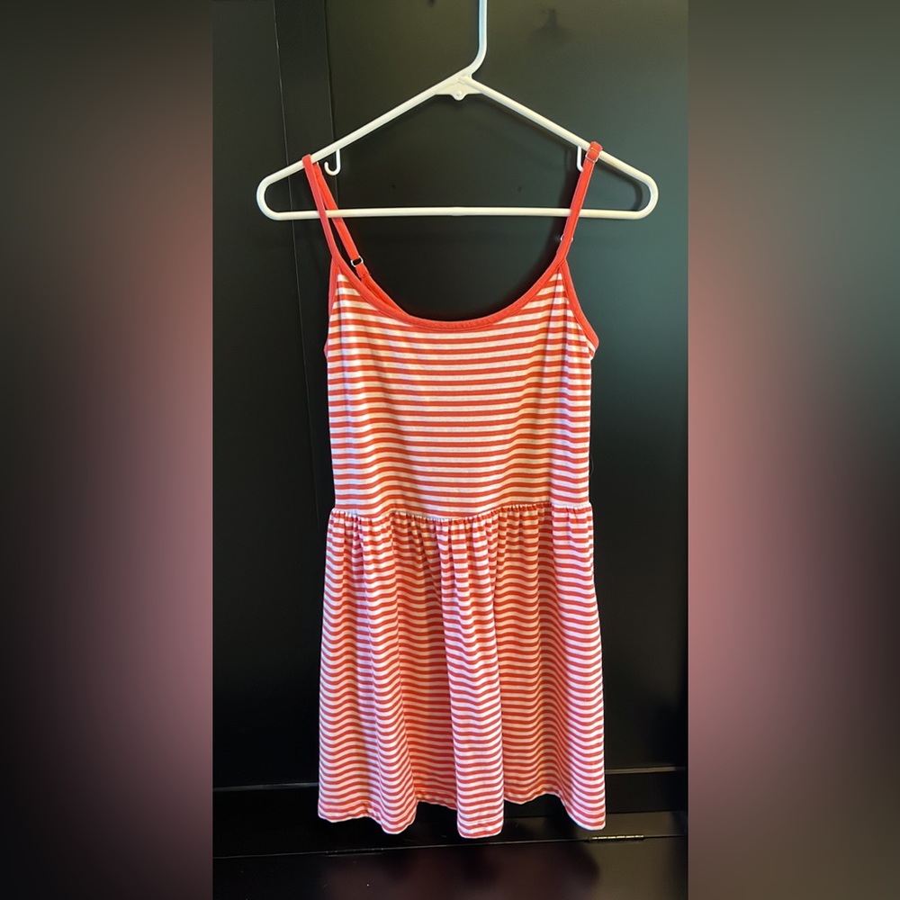 Pink/orange and white striped dress - Picture 1 of 6